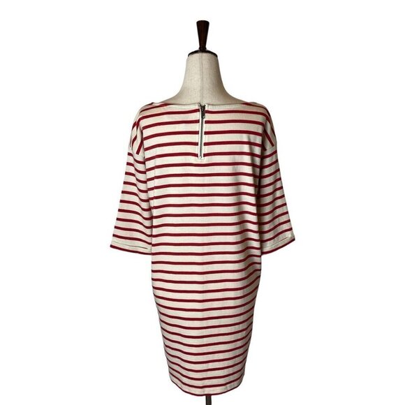 Topshop Red And White Striped Cotton Short Sleeve Shift Mini Dress Size‎ 6 - Picture 5 of 10
